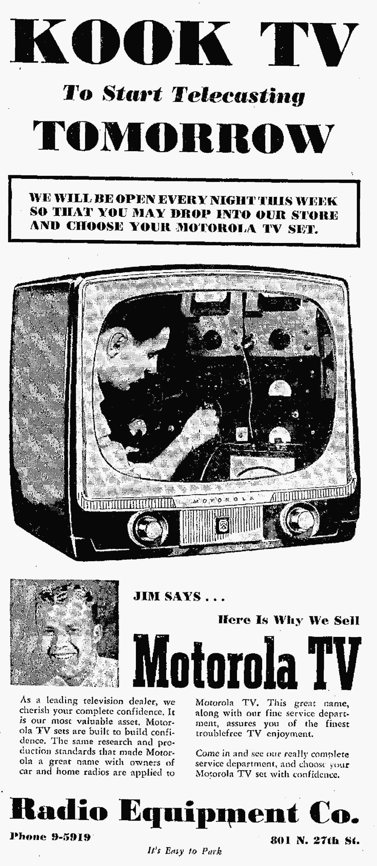 KOOK-TV Channel 2 Billings, MT Newspaper ad 1953