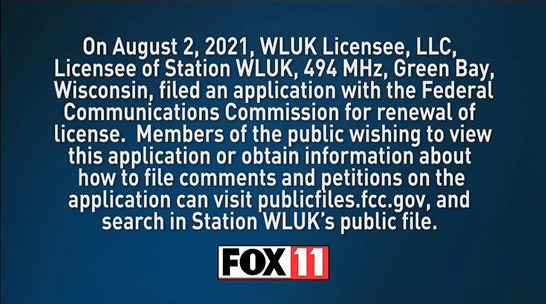 WLUK TV Channel 11 Green Bay, Wisconsin