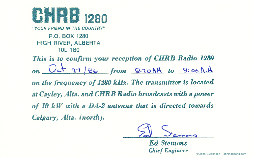 CHRB Radio 1280 High River, Alberta, Canada