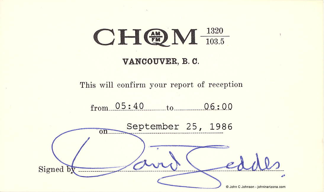 CHQM Radio 1320 Vancouver, British Columbia, Canada