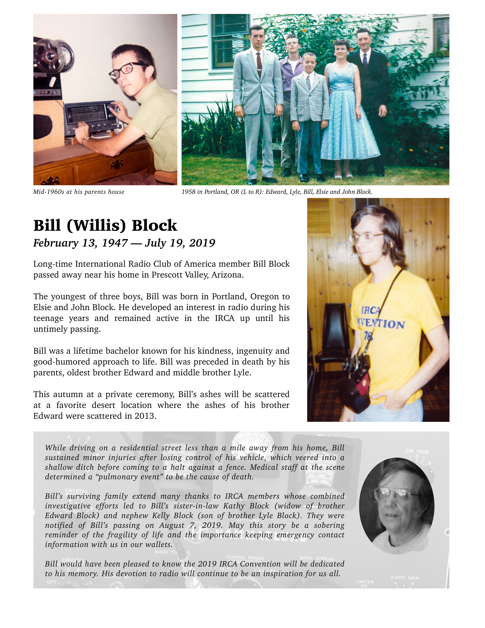 Bill Block 1947-2019