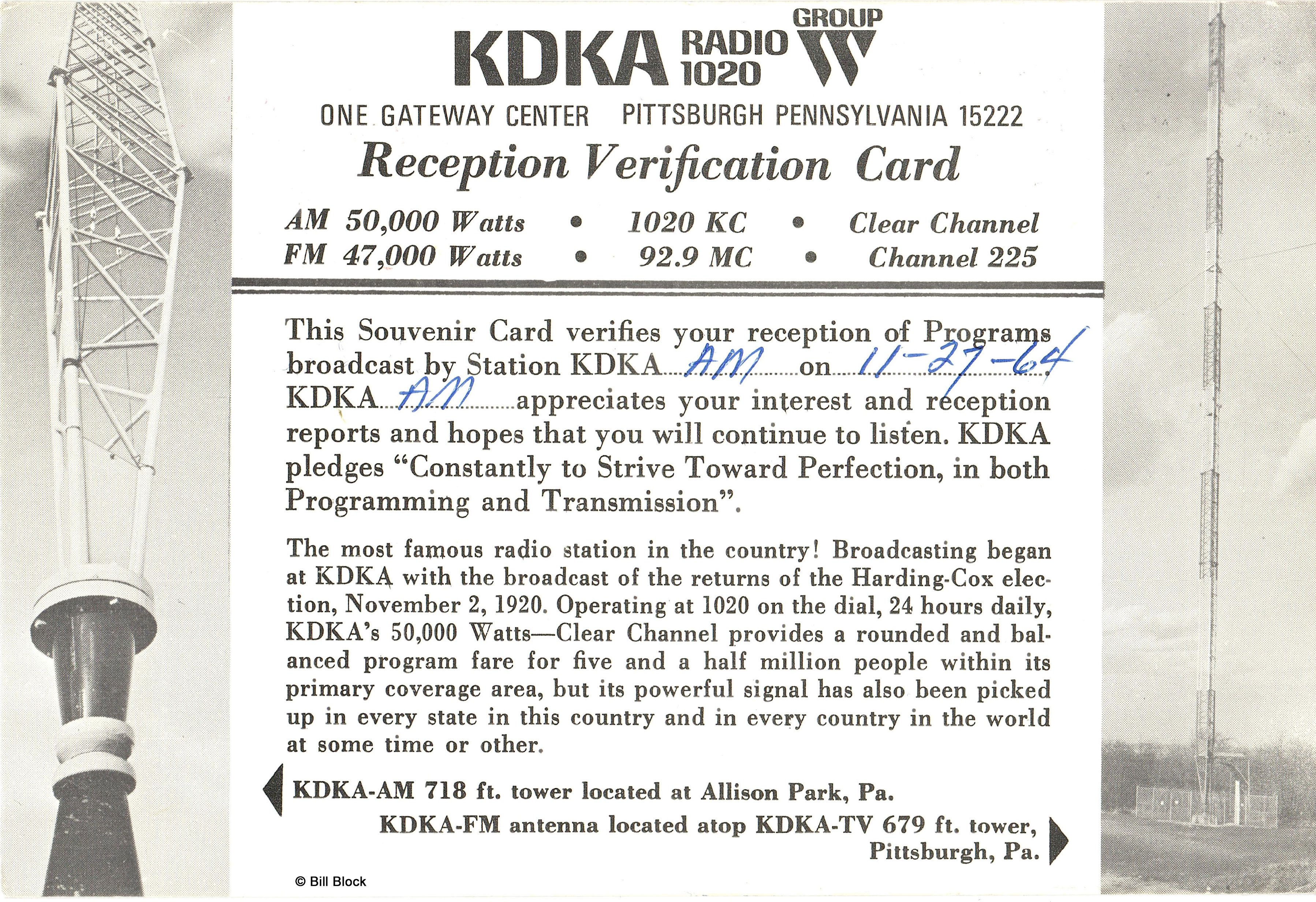 KDKA Radio 1020 Pittsburgh, Pennsylvania
