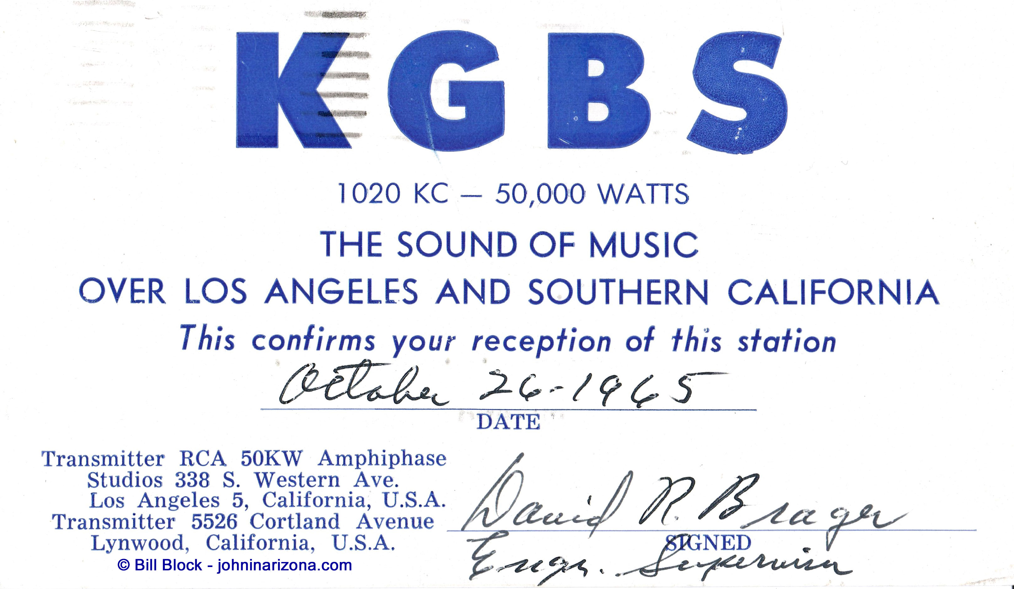 KGBS Radio 1020 Los Angeles, California