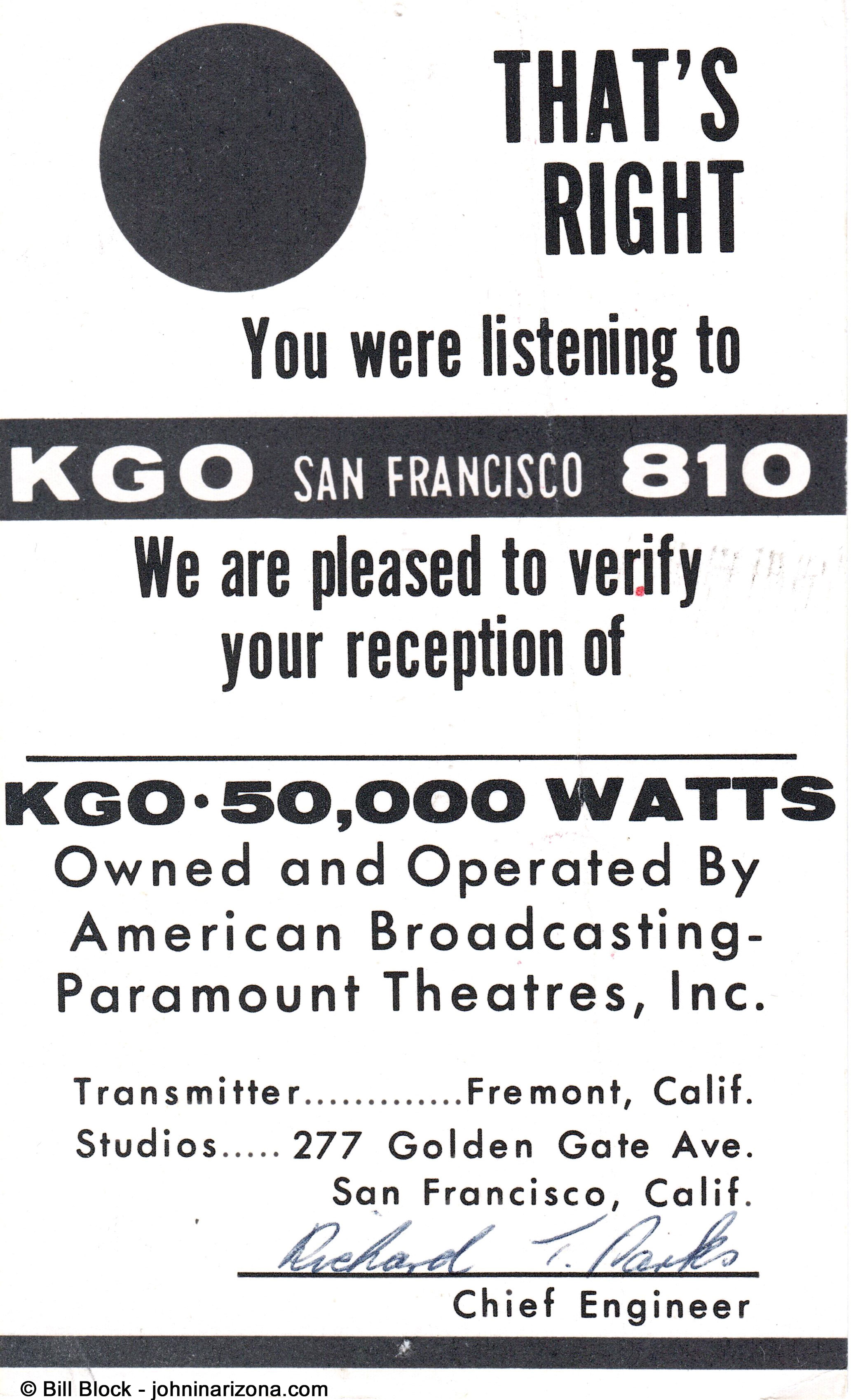 KGO Radio 810 San Francisco, California