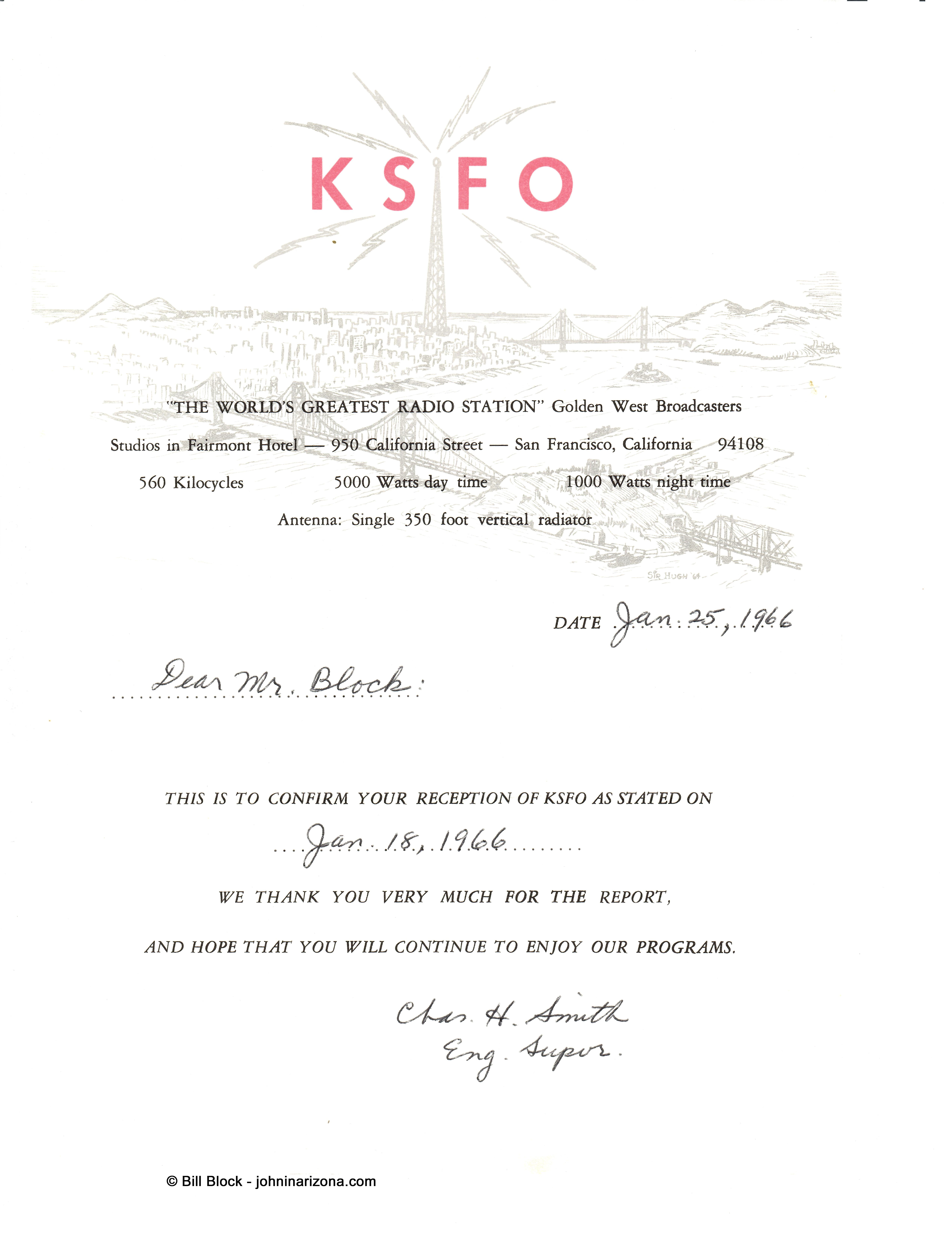 KSFO Radio 560 San Francisco, California