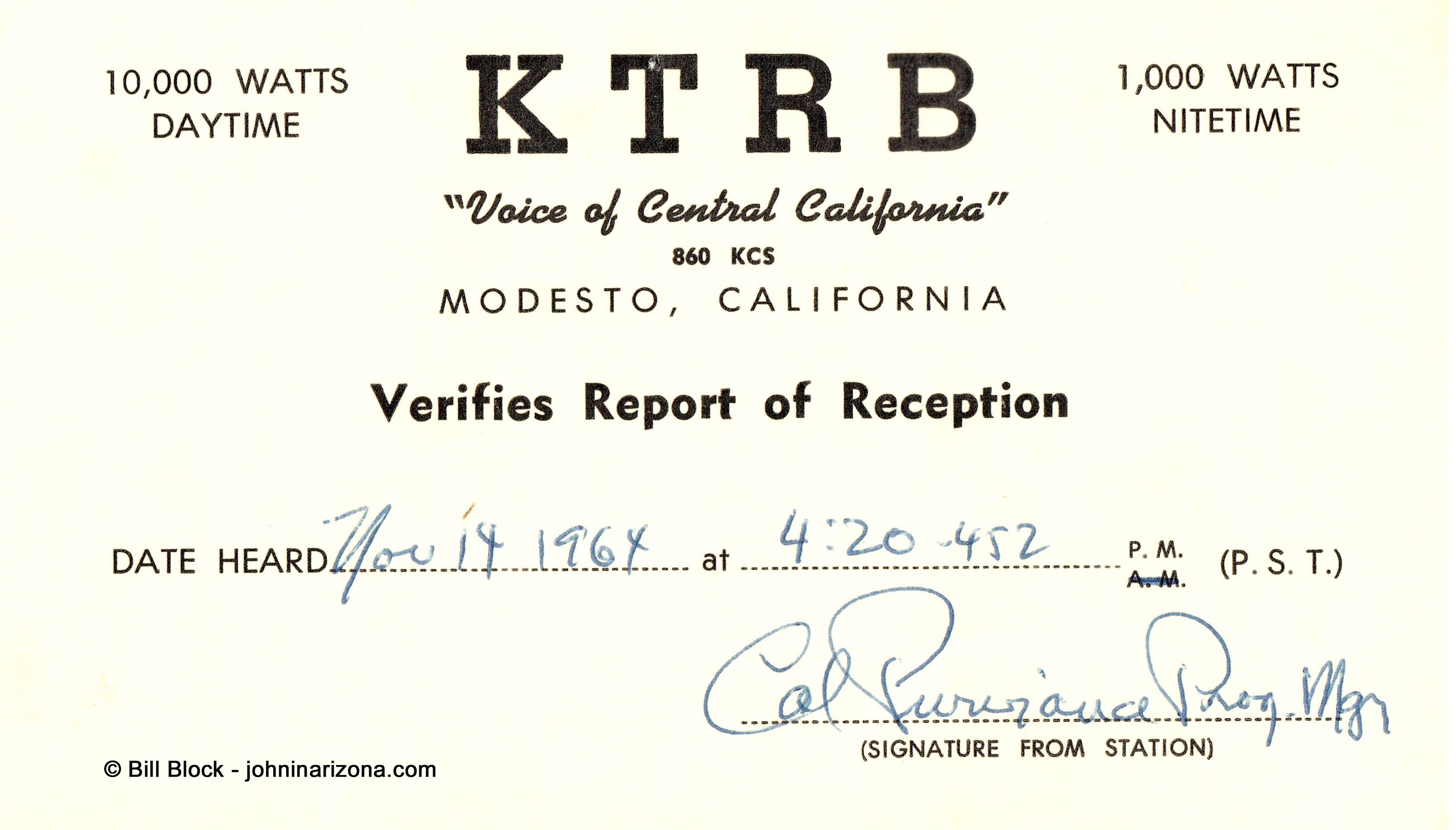 KTRB Radio 860 Modesto, California