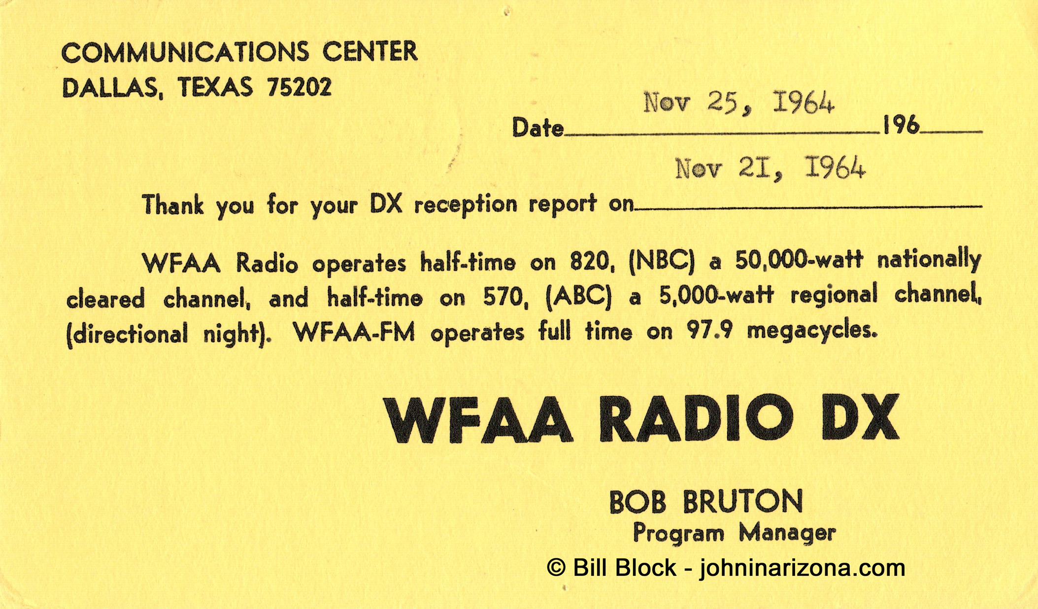 WFAA Radio 820 Dallas, Texas
