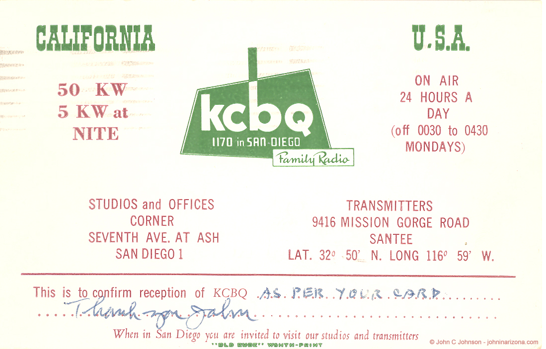 KCBQ Radio 1170 San Diego, California