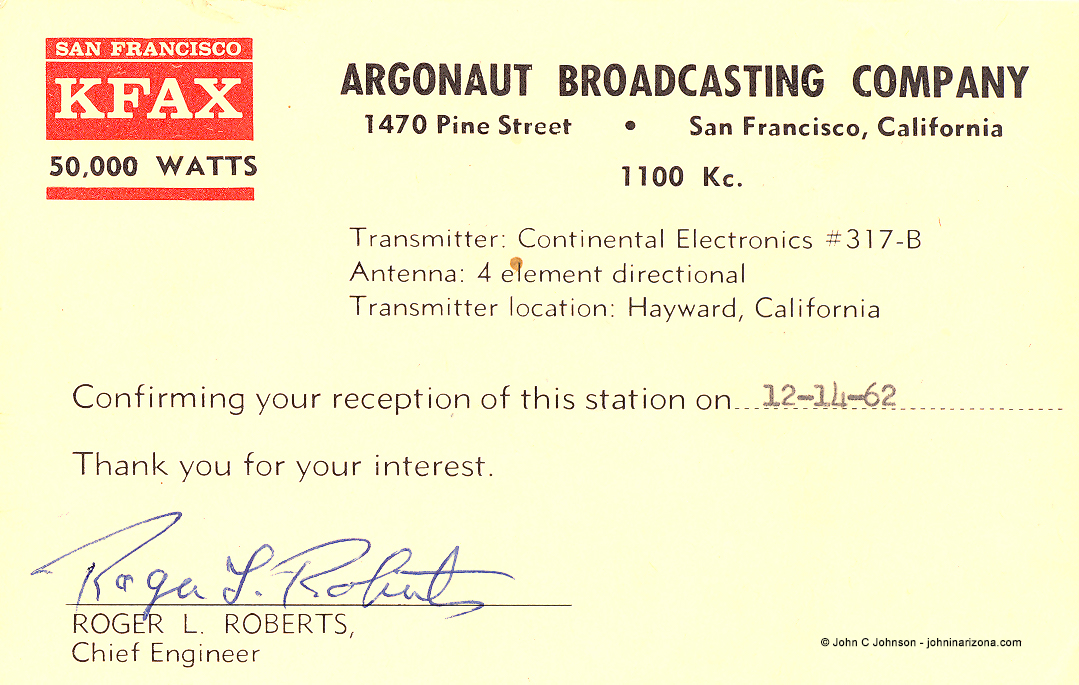 KFAX Radio 1100 San Francisco, California