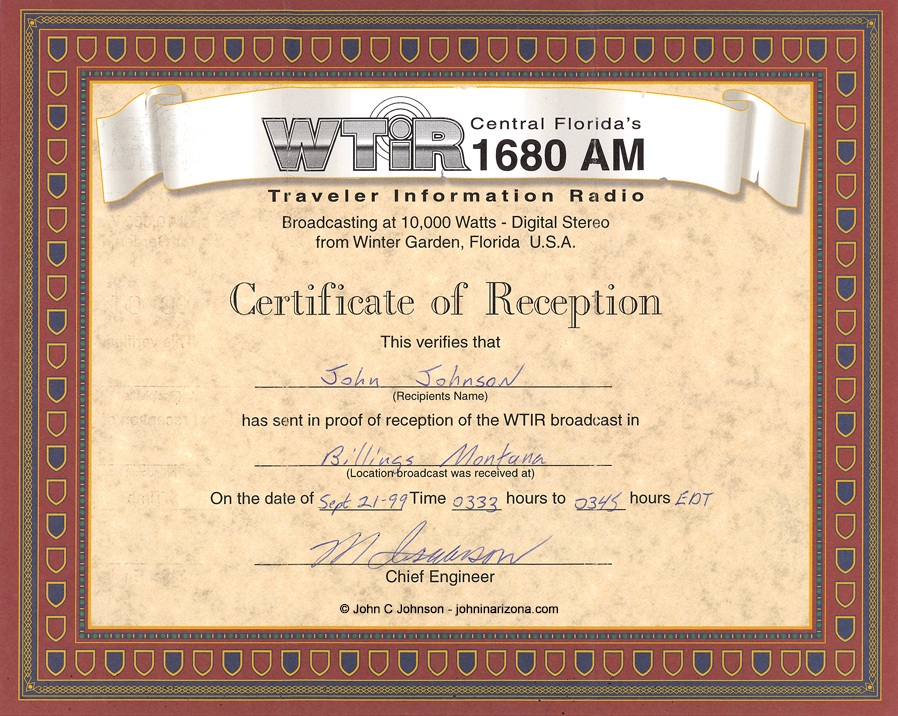 WTIR Radio 1680 Winter Garden, Florida