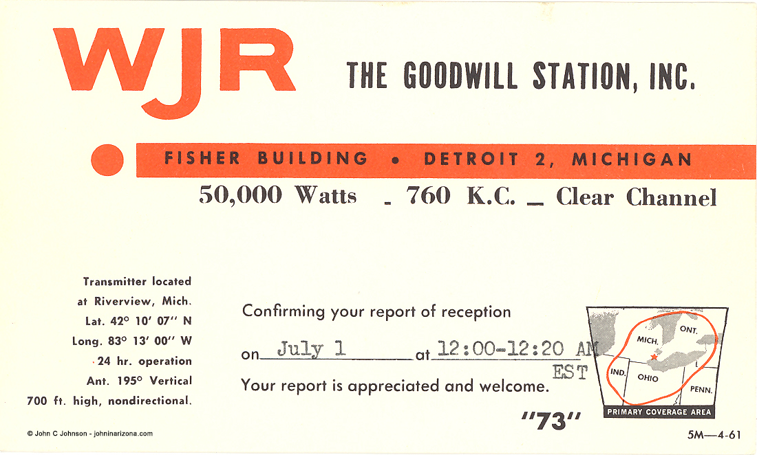 WJR Radio 760 Detroit, Michigan