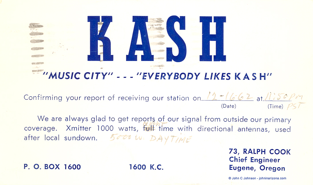 KASH Radio 1600 Eugene, Oregon