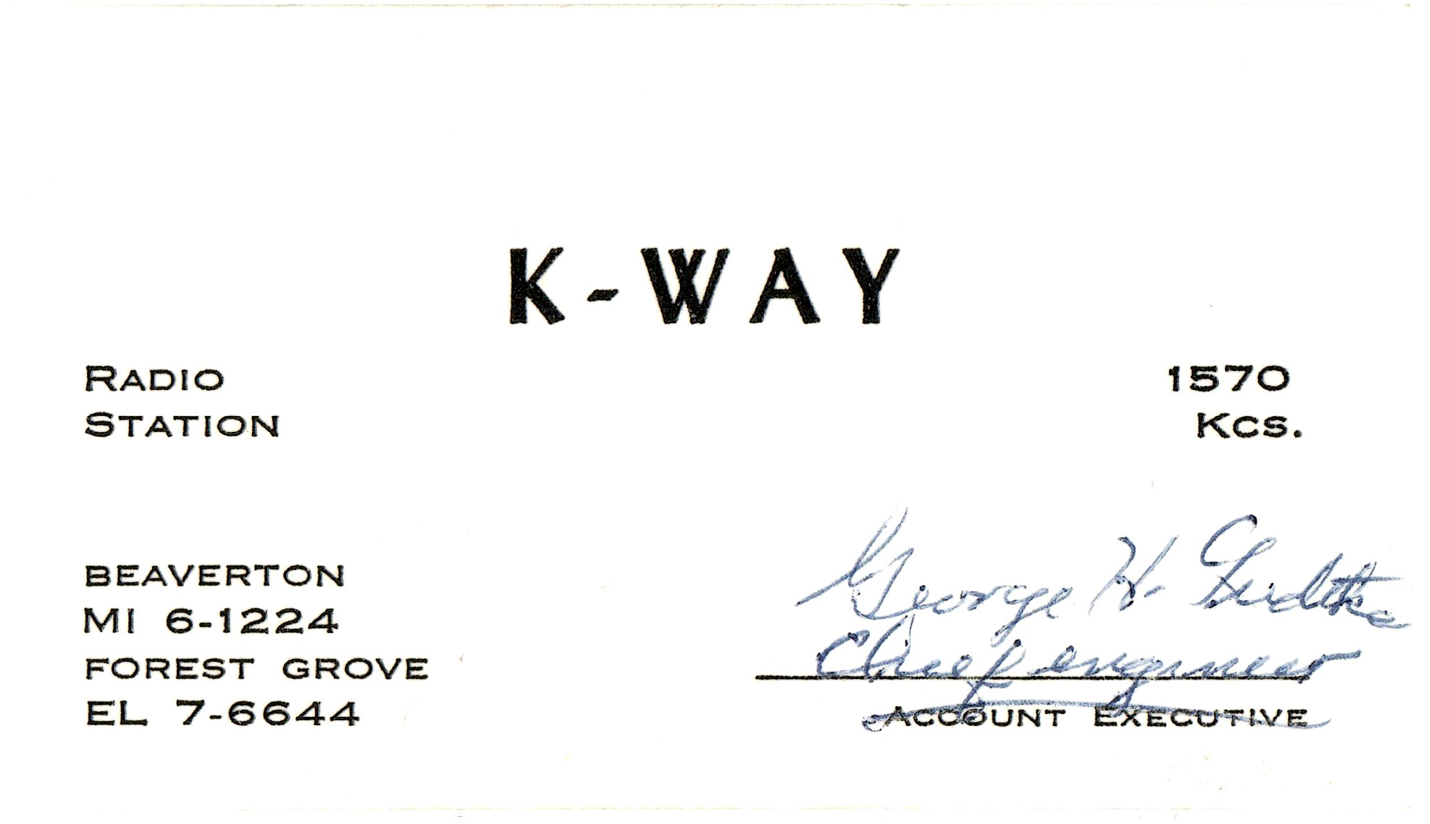 KWAY Radio 1570 Forest Grove, Oregon