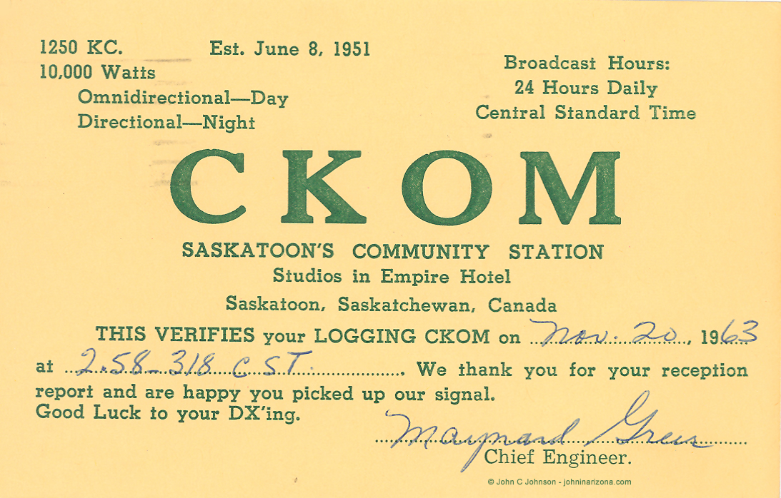 CKOM Radio 1250 Saskatoon, Saskatchewan, Canada