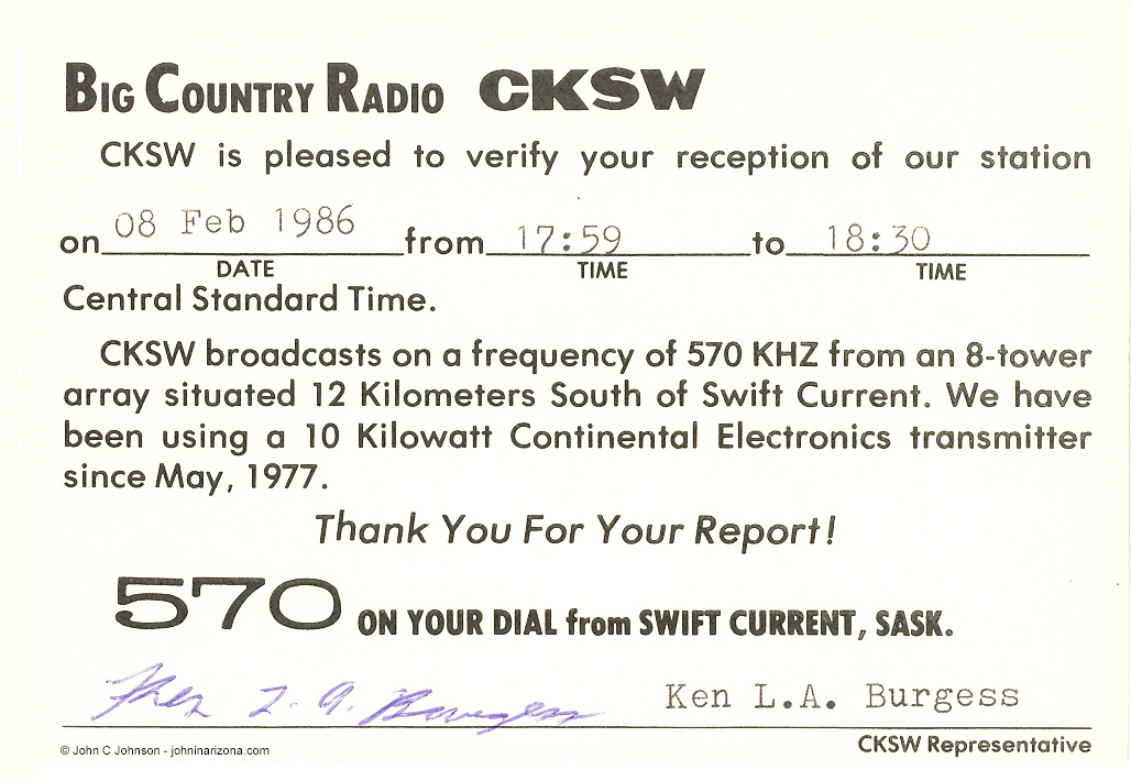 CKSW Radio 570 Swift Current, Saskatchewan, Canada